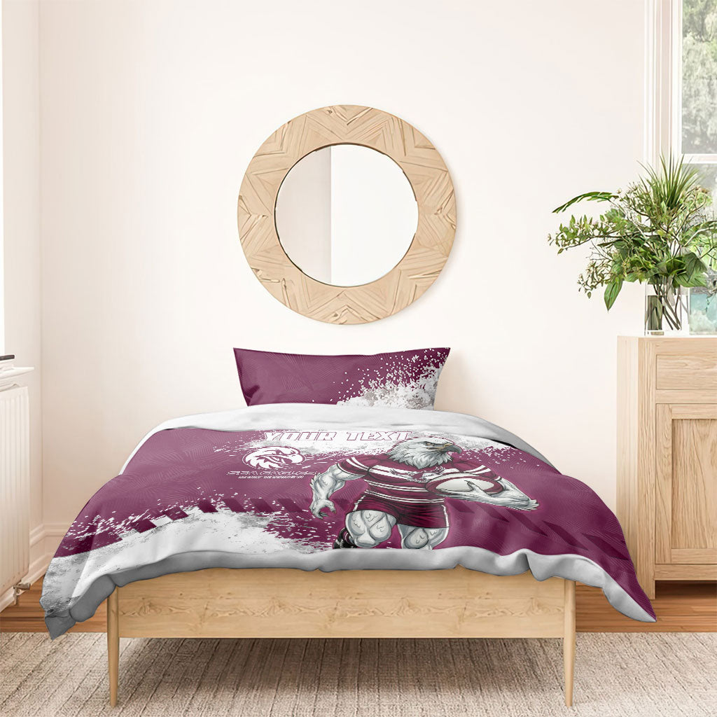Personalised Manly Warringah Sea Eagles Rugby Bedding Set MAN Mascot - Sporty Splash Art Style