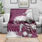 Personalised Manly Warringah Sea Eagles Rugby Blanket MAN Mascot - Sporty Splash Art Style