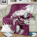 Personalised Manly Warringah Sea Eagles Rugby Blanket MAN Mascot - Sporty Splash Art Style