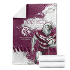 Personalised Manly Warringah Sea Eagles Rugby Blanket MAN Mascot - Sporty Splash Art Style