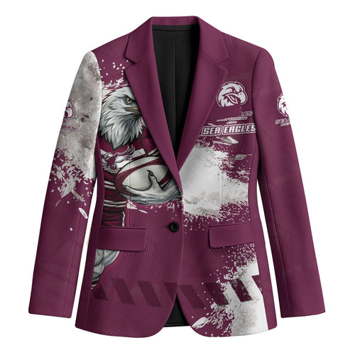 Personalised Manly Warringah Sea Eagles Rugby Blazer MAN Mascot - Sporty Splash Art Style