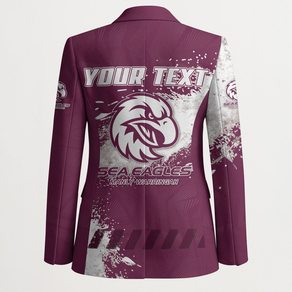Personalised Manly Warringah Sea Eagles Rugby Blazer MAN Mascot - Sporty Splash Art Style