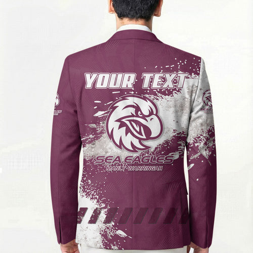 Personalised Manly Warringah Sea Eagles Rugby Blazer MAN Mascot - Sporty Splash Art Style