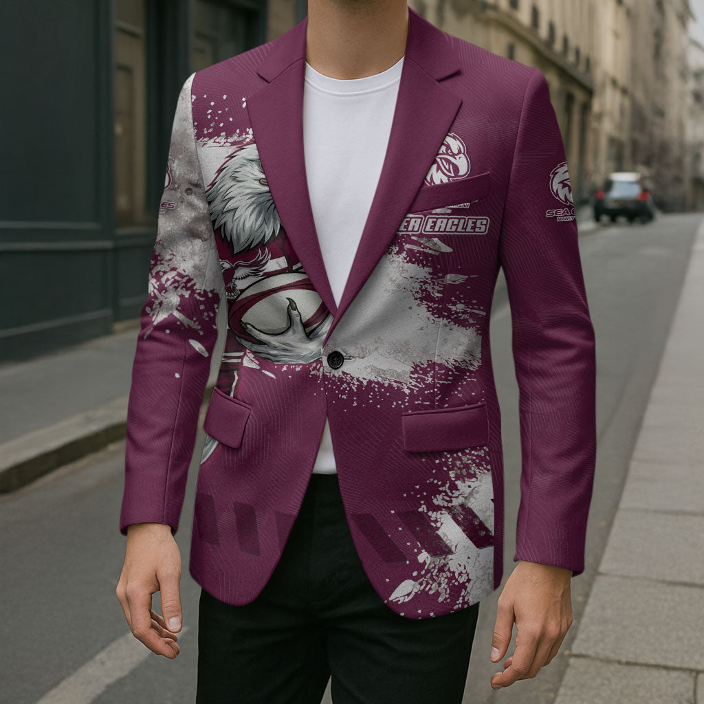 Personalised Manly Warringah Sea Eagles Rugby Blazer MAN Mascot - Sporty Splash Art Style