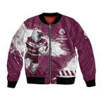 Personalised Manly Warringah Sea Eagles Rugby Bomber Jacket MAN Mascot - Sporty Splash Art Style