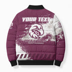 Personalised Manly Warringah Sea Eagles Rugby Bomber Puffer Jacket MAN Mascot - Sporty Splash Art Style