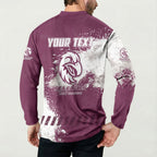Personalised Manly Warringah Sea Eagles Rugby Button Sweatshirt MAN Mascot - Sporty Splash Art Style