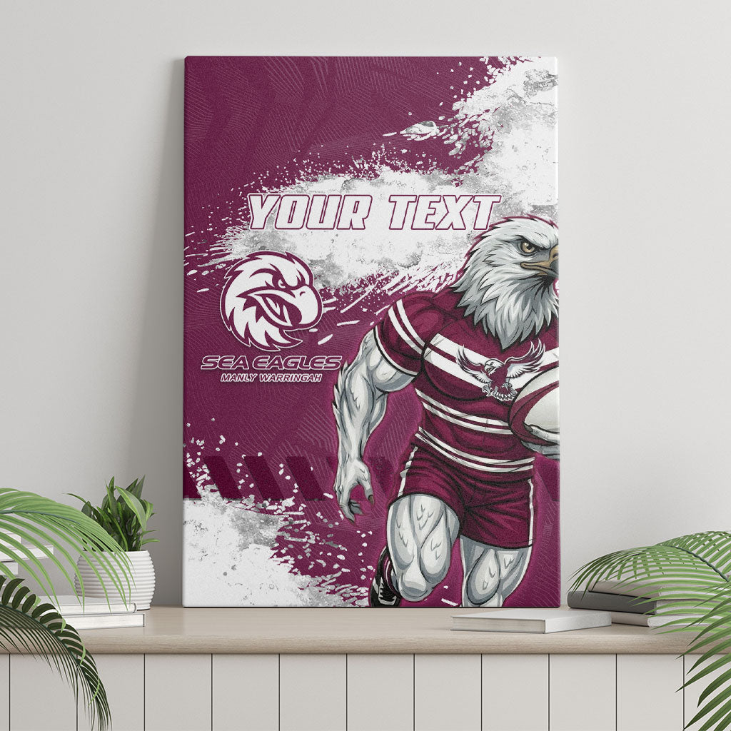 Personalised Manly Warringah Sea Eagles Rugby Canvas Wall Art MAN Mascot - Sporty Splash Art Style