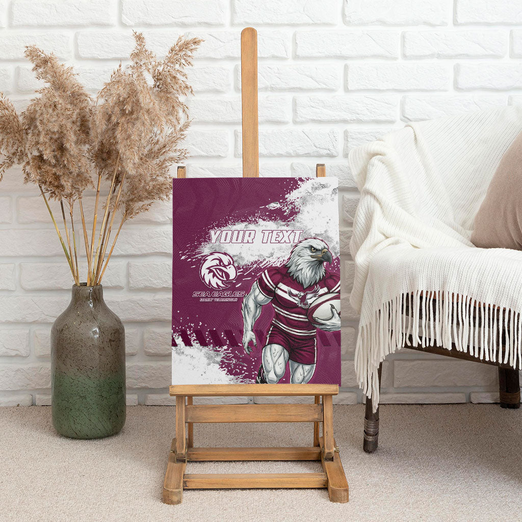 Personalised Manly Warringah Sea Eagles Rugby Canvas Wall Art MAN Mascot - Sporty Splash Art Style