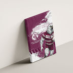 Personalised Manly Warringah Sea Eagles Rugby Canvas Wall Art MAN Mascot - Sporty Splash Art Style