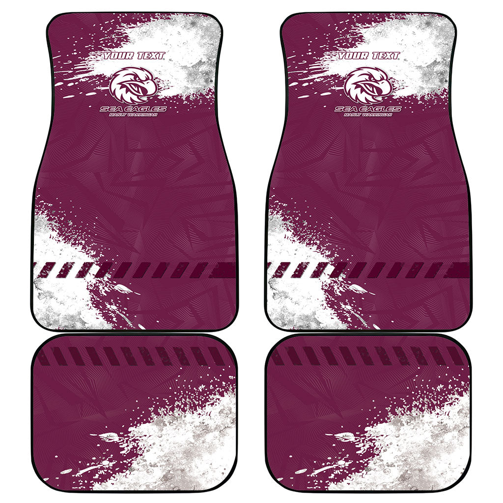 Personalised Manly Warringah Sea Eagles Rugby Car Mats MAN Mascot - Sporty Splash Art Style