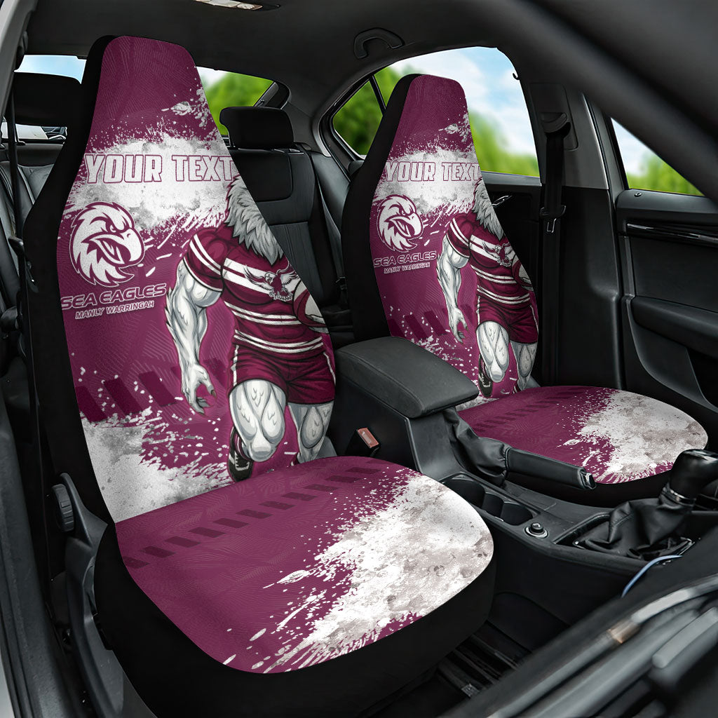 Personalised Manly Warringah Sea Eagles Rugby Car Seat Cover MAN Mascot - Sporty Splash Art Style