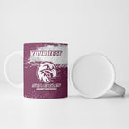 Personalised Manly Warringah Sea Eagles Rugby Ceramic Mug MAN Mascot - Sporty Splash Art Style