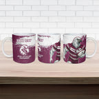 Personalised Manly Warringah Sea Eagles Rugby Ceramic Mug MAN Mascot - Sporty Splash Art Style