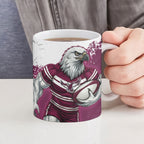 Personalised Manly Warringah Sea Eagles Rugby Ceramic Mug MAN Mascot - Sporty Splash Art Style