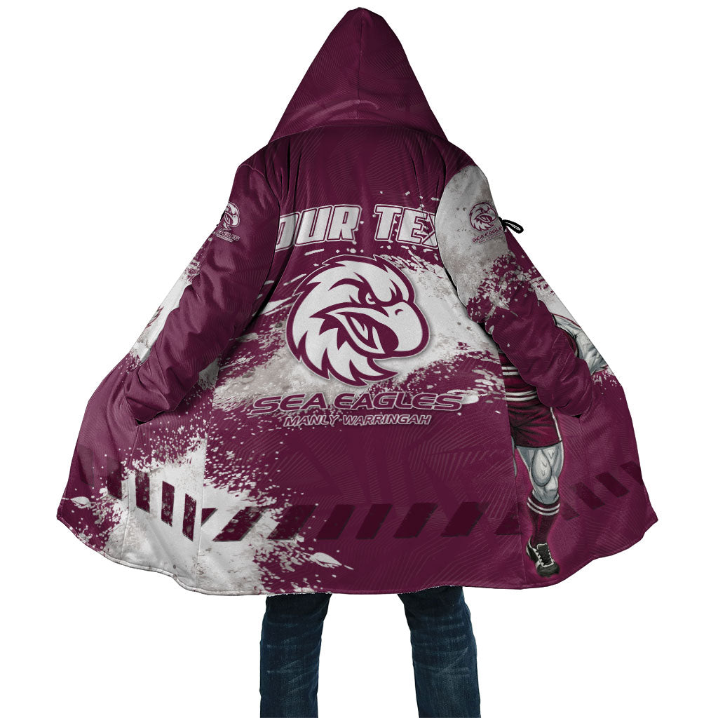 Personalised Manly Warringah Sea Eagles Rugby Cloak MAN Mascot - Sporty Splash Art Style