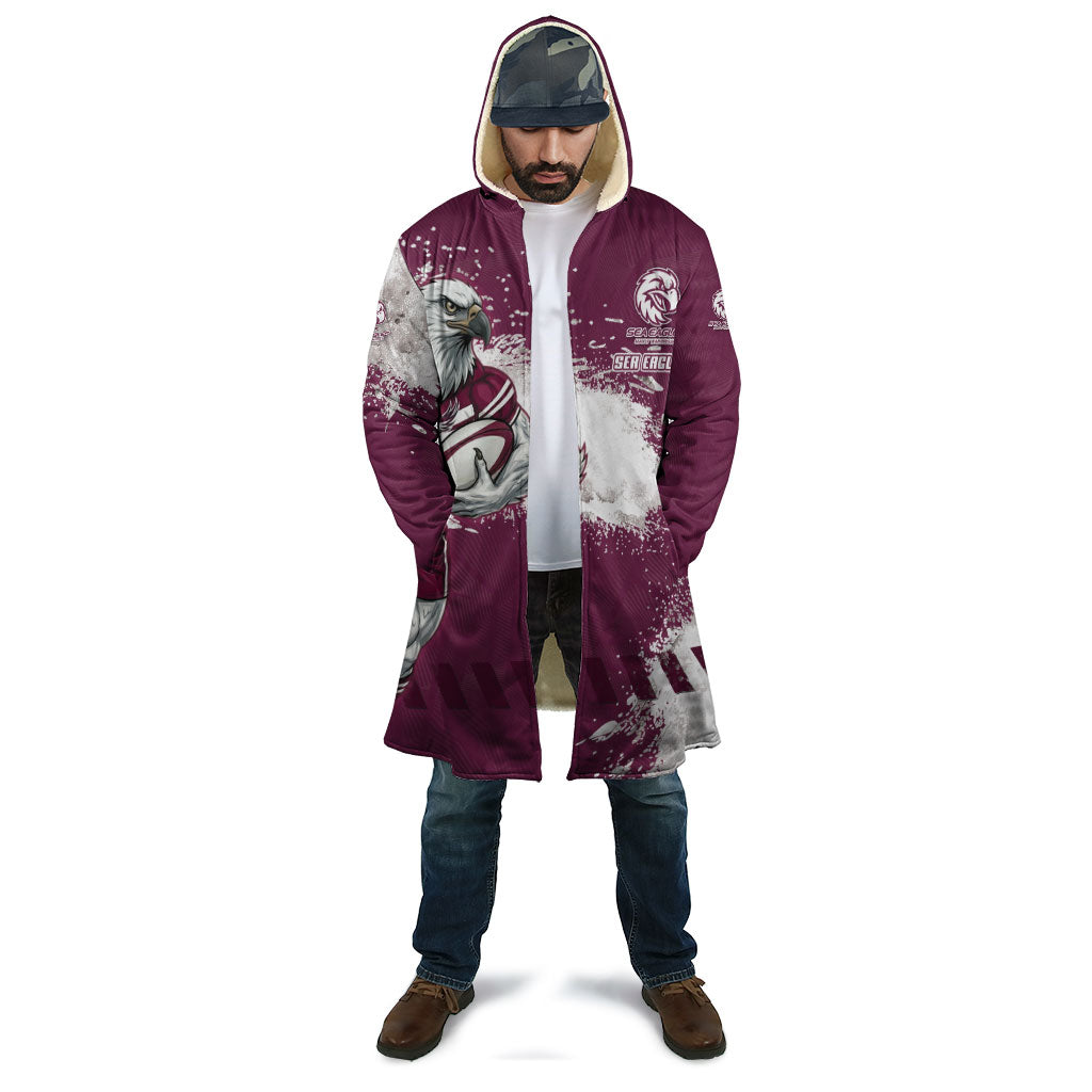 Personalised Manly Warringah Sea Eagles Rugby Cloak MAN Mascot - Sporty Splash Art Style