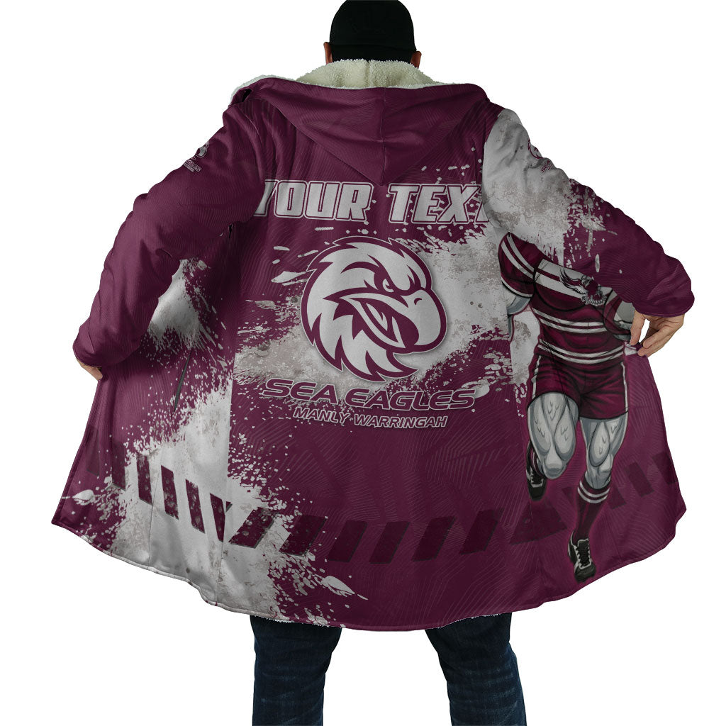 Personalised Manly Warringah Sea Eagles Rugby Cloak MAN Mascot - Sporty Splash Art Style