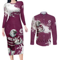 Personalised Manly Warringah Sea Eagles Rugby Couples Matching Long Sleeve Bodycon Dress and Long Sleeve Button Shirt MAN Mascot - Sporty Splash Art Style