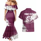 Personalised Manly Warringah Sea Eagles Rugby Couples Matching Mermaid Dress and Hawaiian Shirt MAN Mascot - Sporty Splash Art Style
