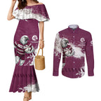 Personalised Manly Warringah Sea Eagles Rugby Couples Matching Mermaid Dress and Long Sleeve Button Shirt MAN Mascot - Sporty Splash Art Style