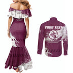 Personalised Manly Warringah Sea Eagles Rugby Couples Matching Mermaid Dress and Long Sleeve Button Shirt MAN Mascot - Sporty Splash Art Style