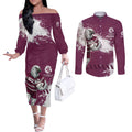 Personalised Manly Warringah Sea Eagles Rugby Couples Matching Off The Shoulder Long Sleeve Dress and Long Sleeve Button Shirt MAN Mascot - Sporty Splash Art Style