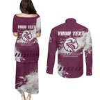 Personalised Manly Warringah Sea Eagles Rugby Couples Matching Puletasi and Long Sleeve Button Shirt MAN Mascot - Sporty Splash Art Style