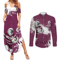 Personalised Manly Warringah Sea Eagles Rugby Couples Matching Summer Maxi Dress and Long Sleeve Button Shirt MAN Mascot - Sporty Splash Art Style