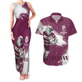 Personalised Manly Warringah Sea Eagles Rugby Couples Matching Tank Maxi Dress and Hawaiian Shirt MAN Mascot - Sporty Splash Art Style
