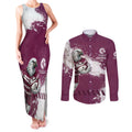 Personalised Manly Warringah Sea Eagles Rugby Couples Matching Tank Maxi Dress and Long Sleeve Button Shirt MAN Mascot - Sporty Splash Art Style