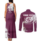 Personalised Manly Warringah Sea Eagles Rugby Couples Matching Tank Maxi Dress and Long Sleeve Button Shirt MAN Mascot - Sporty Splash Art Style