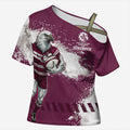 Personalised Manly Warringah Sea Eagles Rugby Cross Shoulder Shirt MAN Mascot - Sporty Splash Art Style