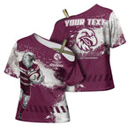 Personalised Manly Warringah Sea Eagles Rugby Cross Shoulder Shirt MAN Mascot - Sporty Splash Art Style