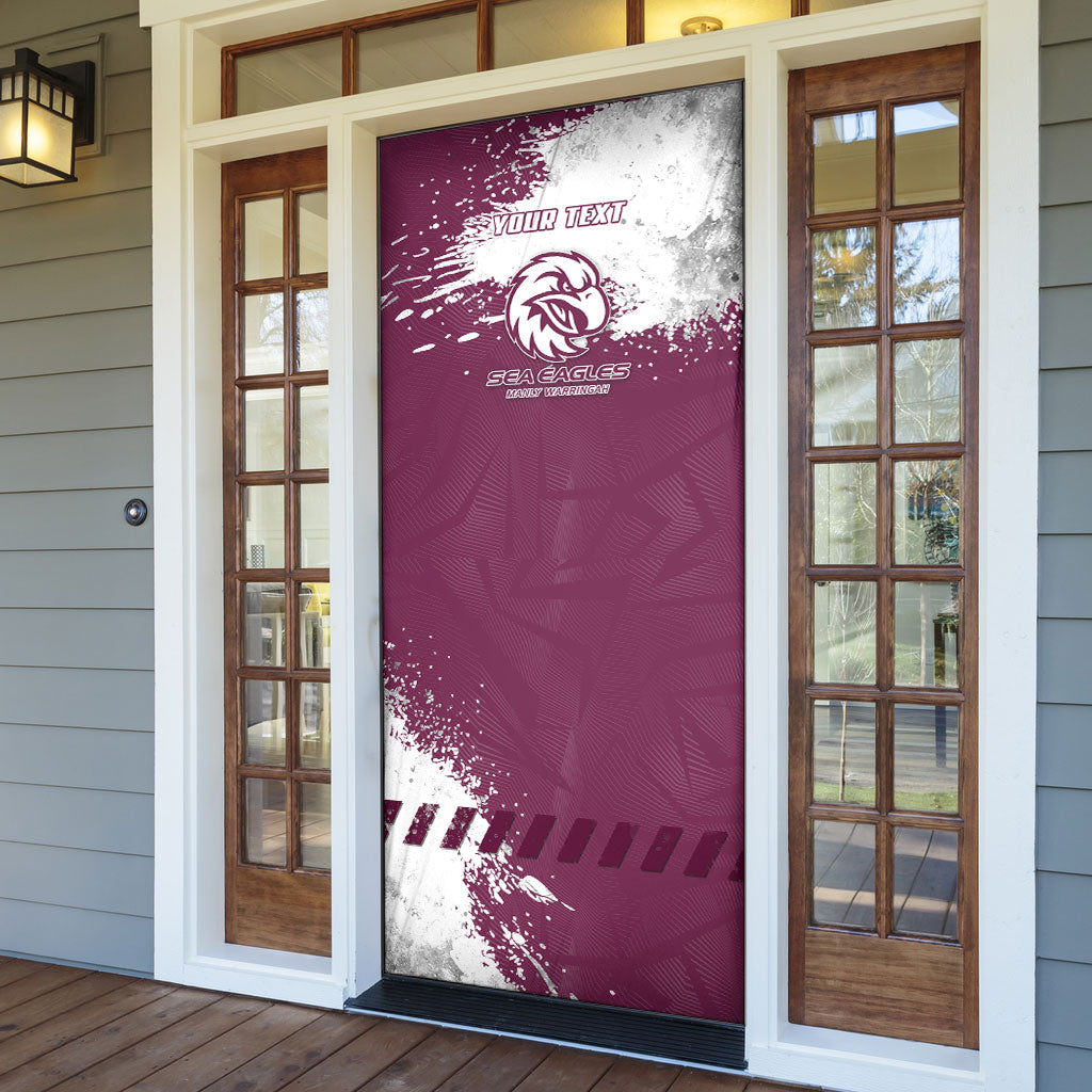 Personalised Manly Warringah Sea Eagles Rugby Door Cover MAN Mascot - Sporty Splash Art Style