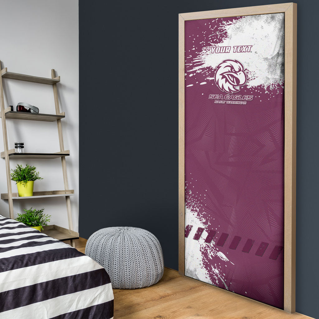 Personalised Manly Warringah Sea Eagles Rugby Door Cover MAN Mascot - Sporty Splash Art Style