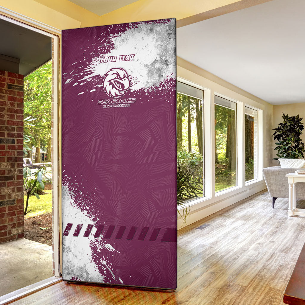 Personalised Manly Warringah Sea Eagles Rugby Door Cover MAN Mascot - Sporty Splash Art Style