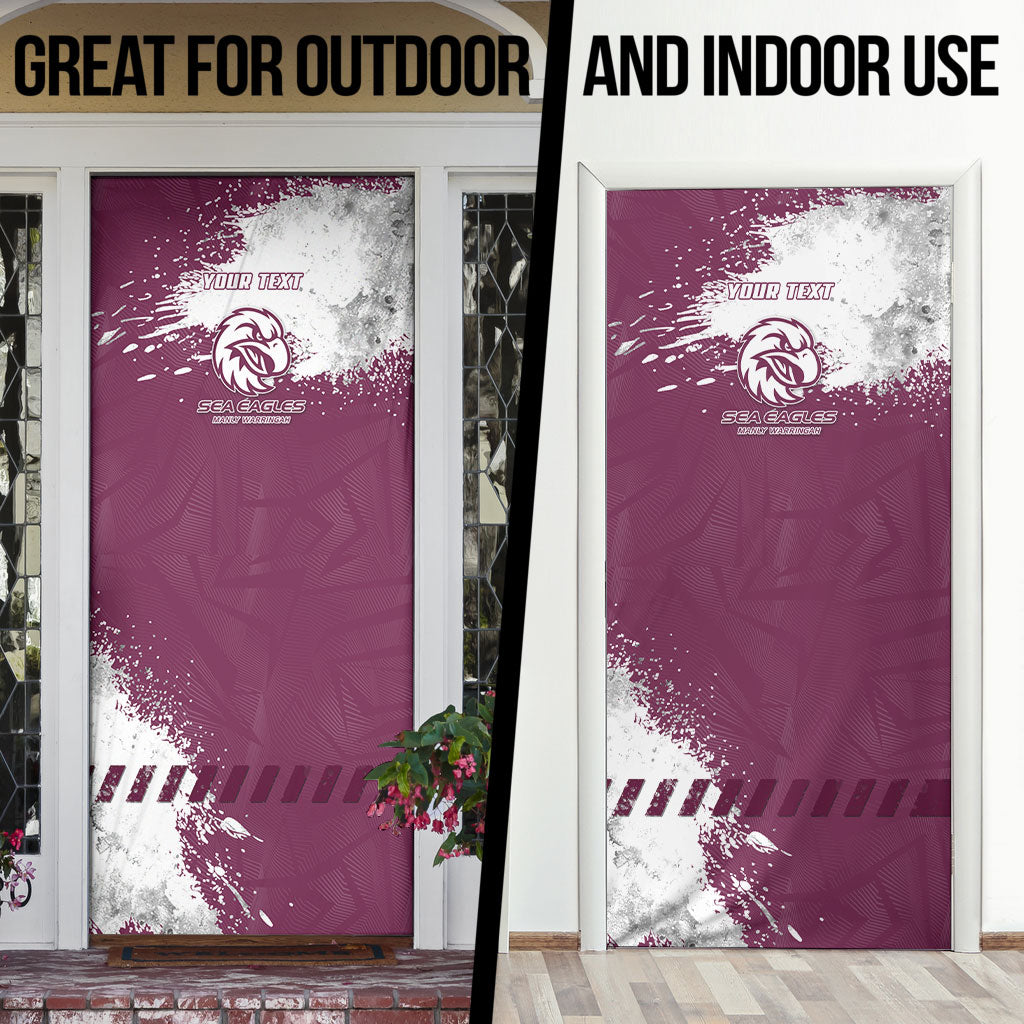 Personalised Manly Warringah Sea Eagles Rugby Door Cover MAN Mascot - Sporty Splash Art Style
