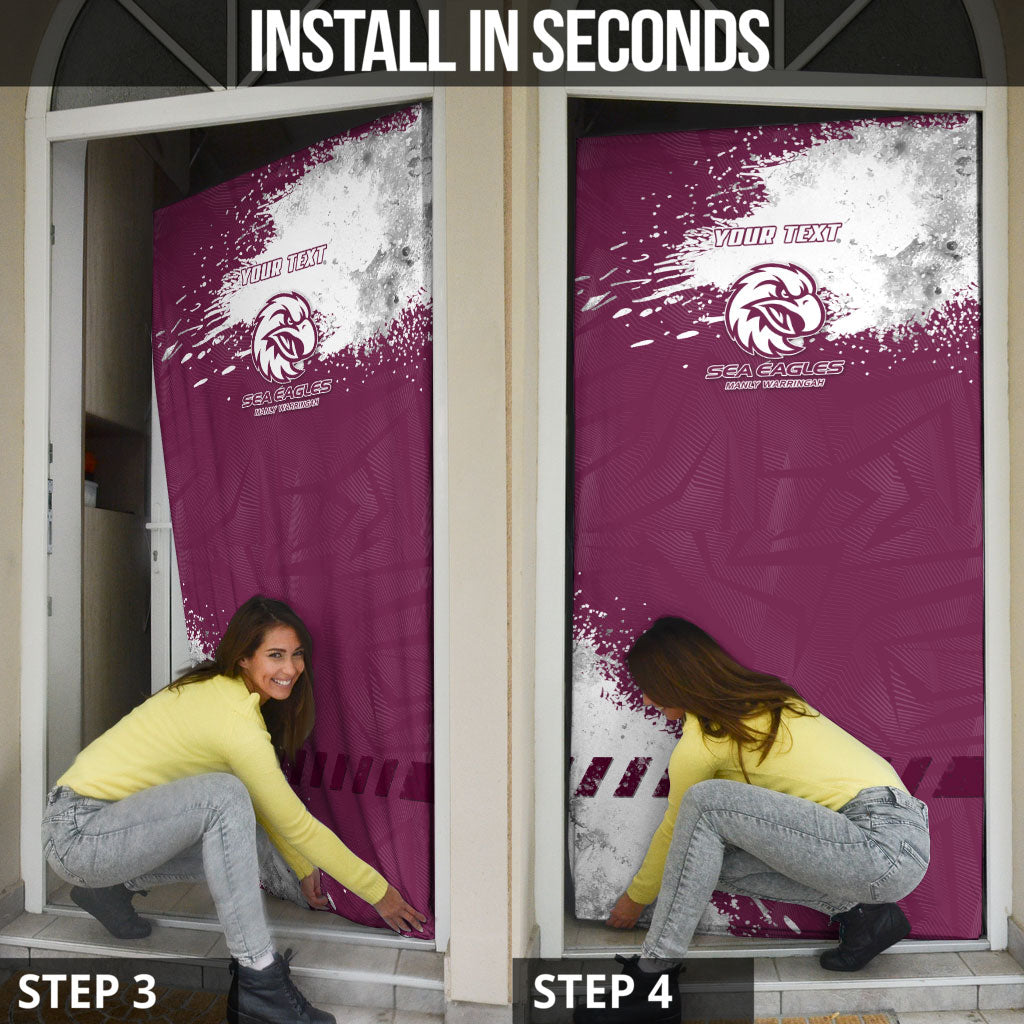 Personalised Manly Warringah Sea Eagles Rugby Door Cover MAN Mascot - Sporty Splash Art Style
