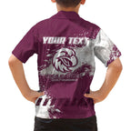 Personalised Manly Warringah Sea Eagles Rugby Family Matching Long Sleeve Bodycon Dress and Hawaiian Shirt MAN Mascot - Sporty Splash Art Style