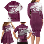 Personalised Manly Warringah Sea Eagles Rugby Family Matching Long Sleeve Bodycon Dress and Hawaiian Shirt MAN Mascot - Sporty Splash Art Style