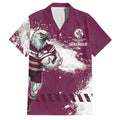 Personalised Manly Warringah Sea Eagles Rugby Family Matching Long Sleeve Bodycon Dress and Hawaiian Shirt MAN Mascot - Sporty Splash Art Style