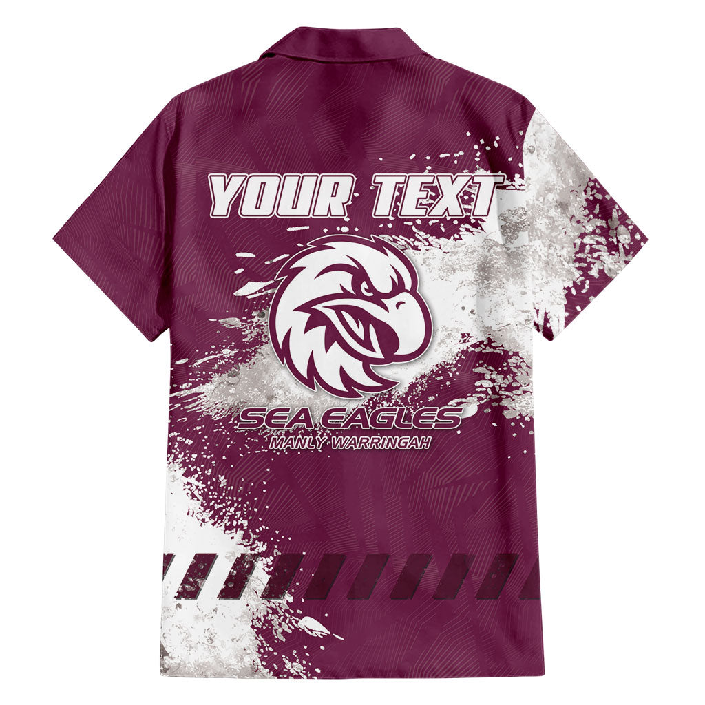 Personalised Manly Warringah Sea Eagles Rugby Family Matching Long Sleeve Bodycon Dress and Hawaiian Shirt MAN Mascot - Sporty Splash Art Style