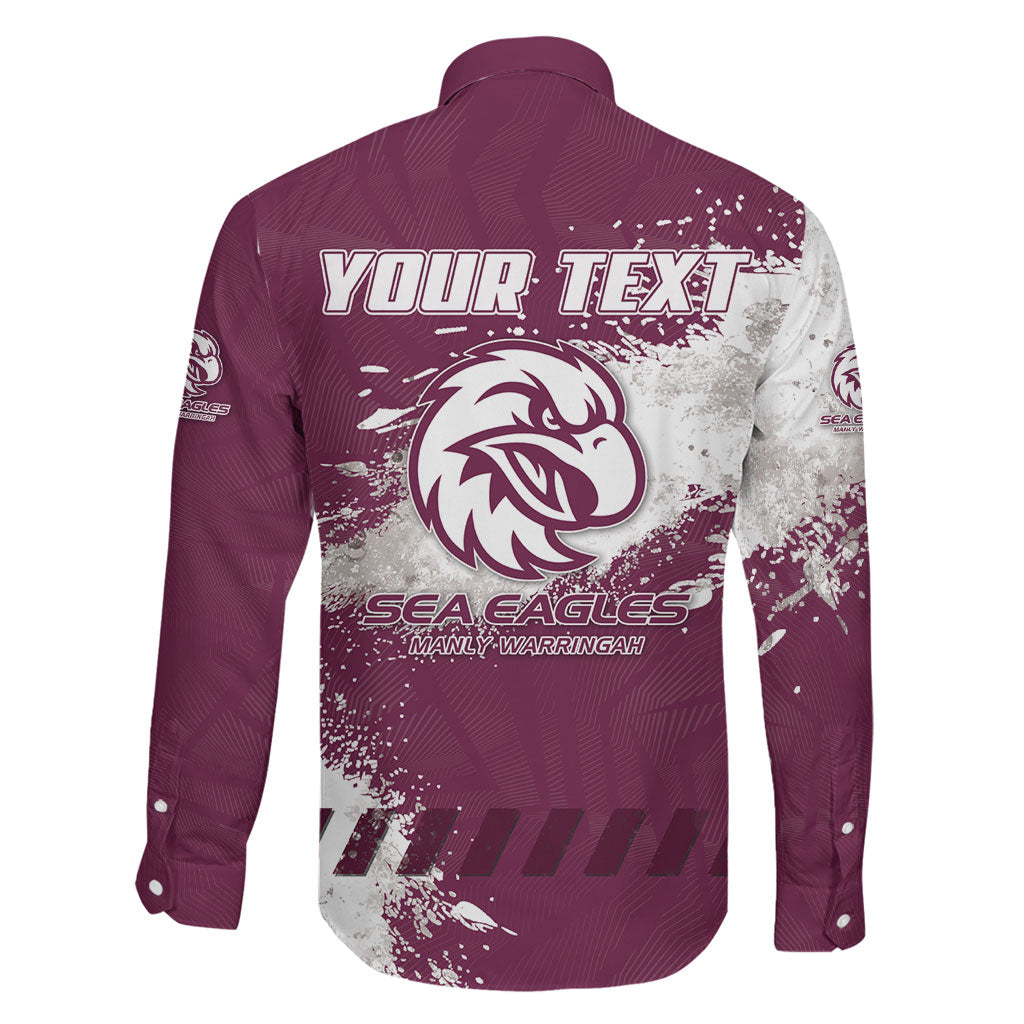 Personalised Manly Warringah Sea Eagles Rugby Family Matching Long Sleeve Bodycon Dress and Hawaiian Shirt MAN Mascot - Sporty Splash Art Style
