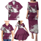 Personalised Manly Warringah Sea Eagles Rugby Family Matching Puletasi and Hawaiian Shirt MAN Mascot - Sporty Splash Art Style