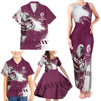 Personalised Manly Warringah Sea Eagles Rugby Family Matching Tank Maxi Dress and Hawaiian Shirt MAN Mascot - Sporty Splash Art Style