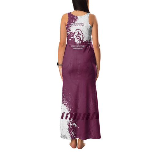 Personalised Manly Warringah Sea Eagles Rugby Family Matching Tank Maxi Dress and Hawaiian Shirt MAN Mascot - Sporty Splash Art Style