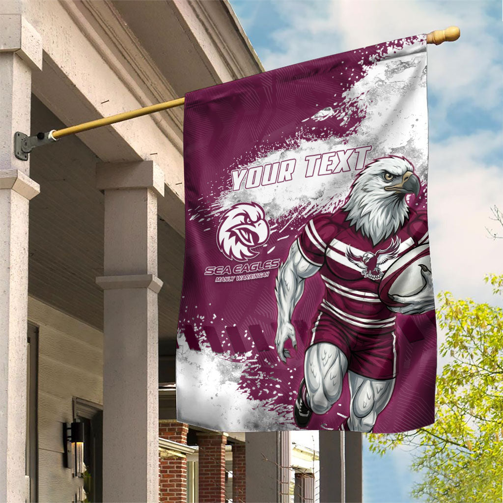 Personalised Manly Warringah Sea Eagles Rugby Garden Flag MAN Mascot - Sporty Splash Art Style