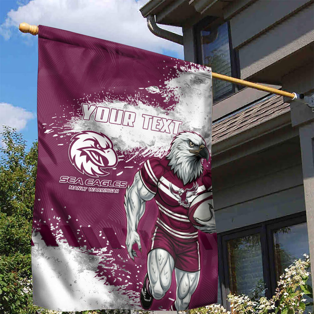Personalised Manly Warringah Sea Eagles Rugby Garden Flag MAN Mascot - Sporty Splash Art Style