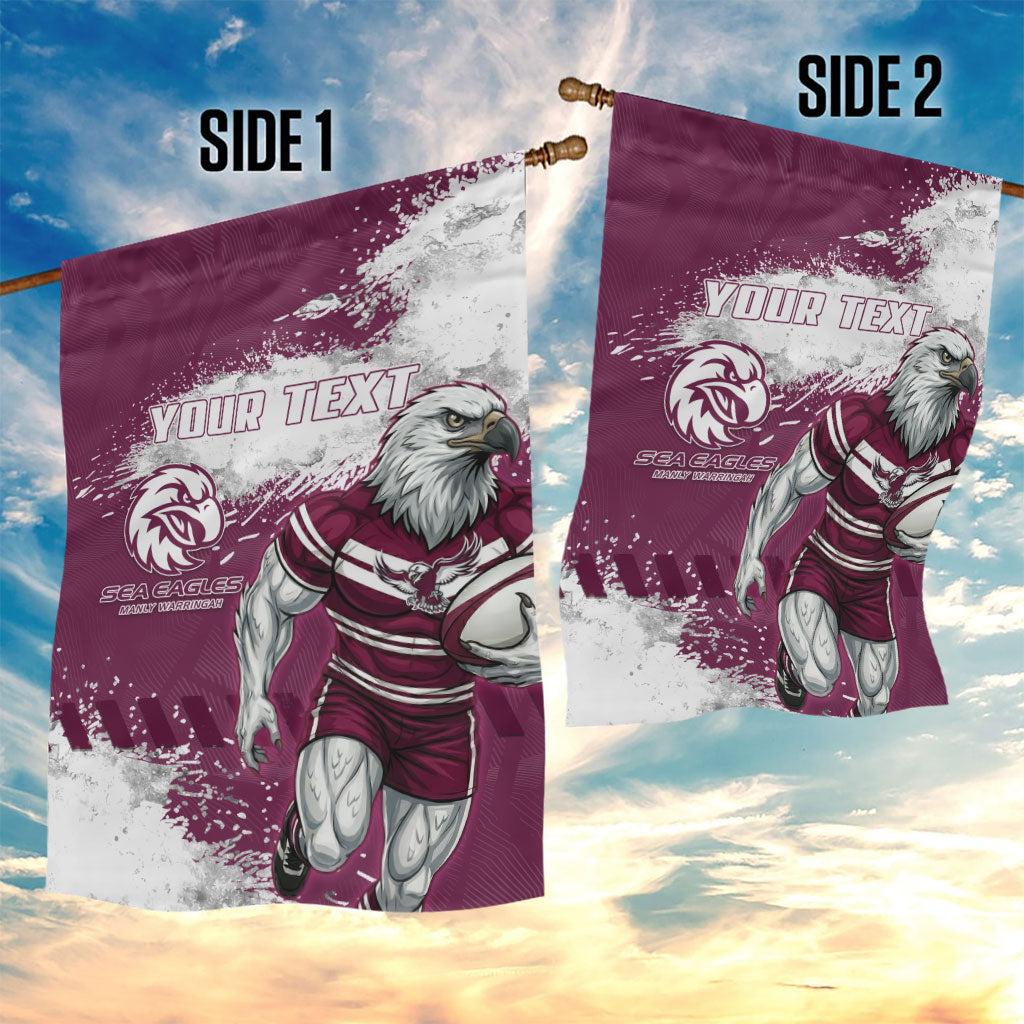 Personalised Manly Warringah Sea Eagles Rugby Garden Flag MAN Mascot - Sporty Splash Art Style